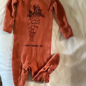 L'oved Baby  Organic Cotton  Orange One Piece Bodysuit  0-3 Mo  “I Don’t Carrot